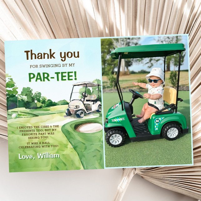 Hole In One Golf Birthday Par-Tee Photo Thank You Card (Creator Uploaded)