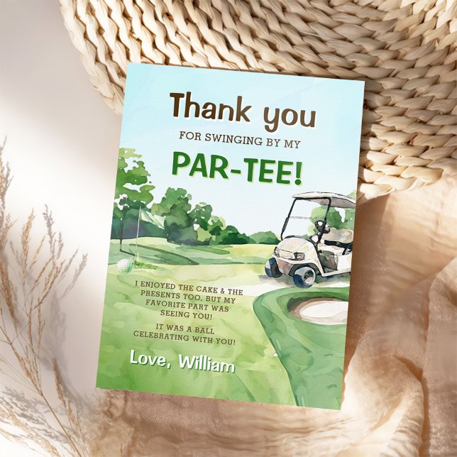 Hole In One Golf Birthday Par-Tee Thank You Card (Creator Uploaded)