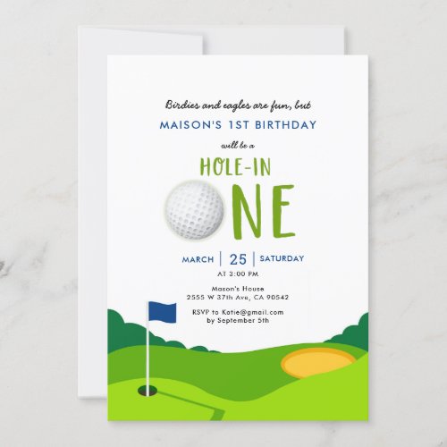 Hole In One Golf Birthday Party Invitation