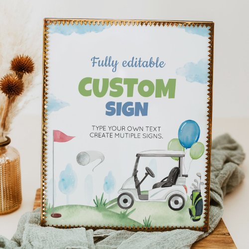 Hole In One Golf Birthday Party Table Sign