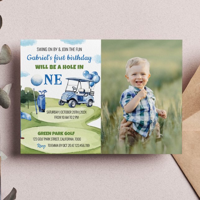 Hole In One Golf Boy 1st Birthday Invitation (Creator Uploaded)