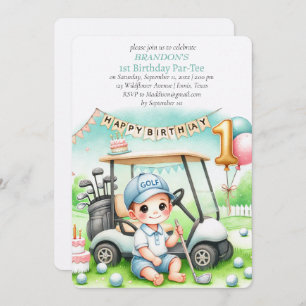 Hole in One Golf Boy 1st Birthday Par-Tee Invitation