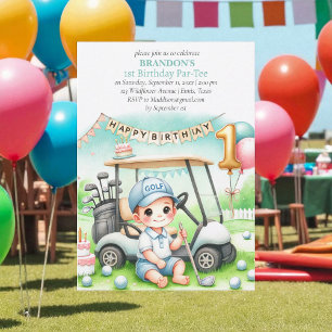 Hole in One Golf Boy 1st Birthday Par-Tee Invitation