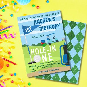 Hole In One Golf Boy 1st Birthday Par-Tee Invitation