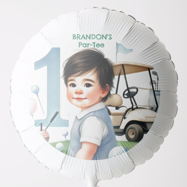 Hole in One Golf Boy 1st Par-tee Birthday Balloon (Front)