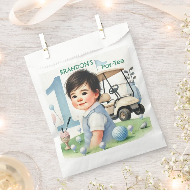 Hole in One Golf Boy 1st Par-tee Birthday Favor Bag (Clipped)