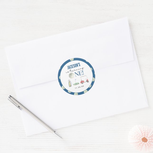 Hole In One Golf Boy Birthday Classic Round Sticker (Envelope)