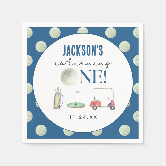 Hole In One Golf Boy Birthday Napkins (Front)