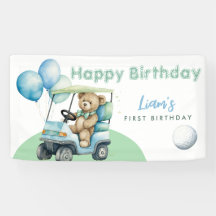Hole In One Golf Boy First Birthday Par-Tee Banner