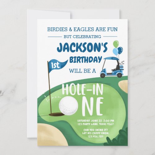 Hole In One Golf Boy First Birthday Par-Tee Invita