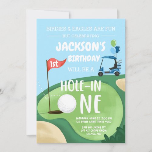 Hole In One Golf Boy First Birthday Par_Tee Invita Invitation