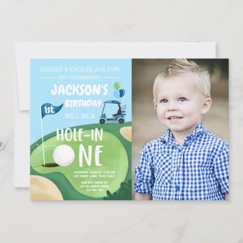 Hole In One Golf Boy First Birthday Par_Tee Invita Invitation