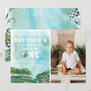 Hole In One Golf Boy First Birthday Par-Tee Invitation