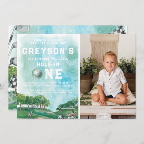 Hole In One Golf Boy First Birthday Par_Tee  Invitation