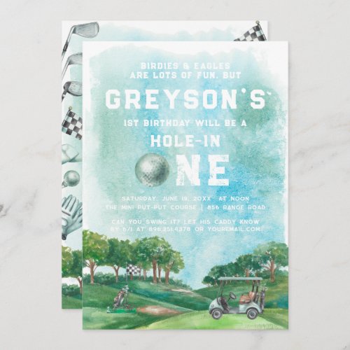 Hole In One Golf Boy First Birthday Par_Tee Invitation