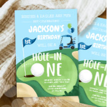 Hole In One Golf Boy First Birthday Par-Tee Invitation