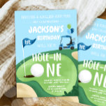 Hole In One Golf Boy First Birthday Par-tee Invitation at Zazzle