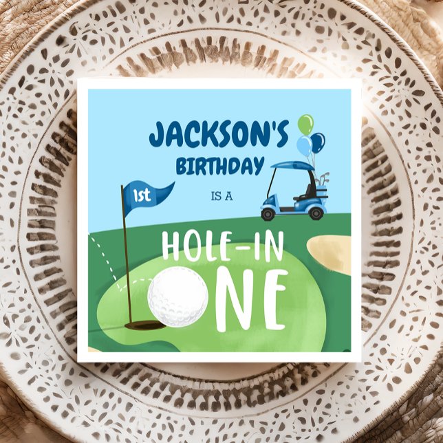 Hole In One Golf Boy First Birthday Par-Tee Napkins (Creator Uploaded)