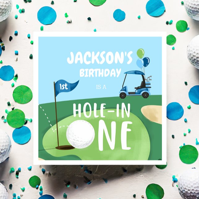 Hole In One Golf Boy First Birthday Par-Tee Napkins (Creator Uploaded)