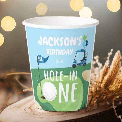 Hole In One Golf Boy First Birthday Par_Tee Paper Cups