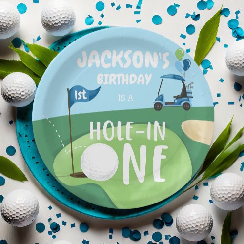 Hole In One Golf Boy First Birthday Par_Tee Paper Plates