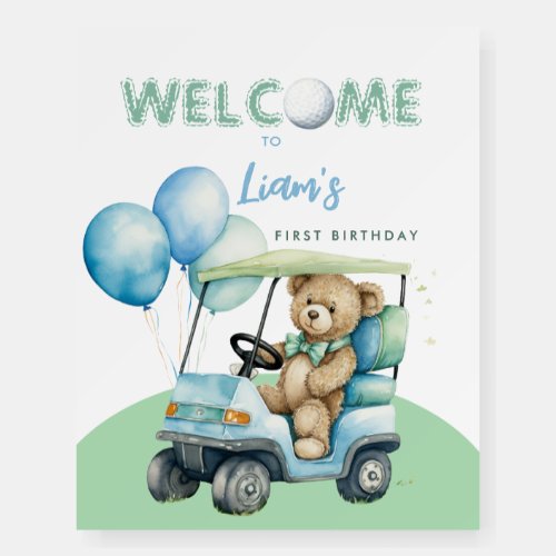 Hole In One Golf Boy First Birthday Welcome Sign