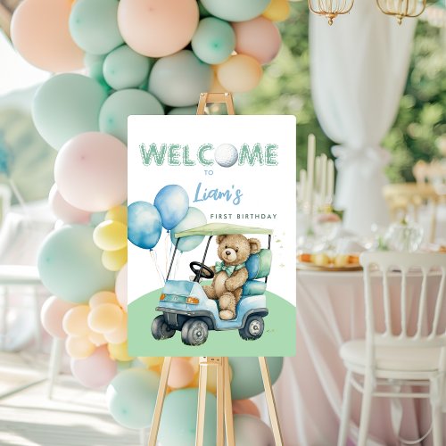 Hole In One Golf Boy First Birthday Welcome Sign