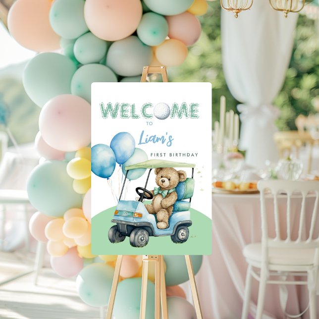 Hole In One Golf Boy First Birthday Welcome Sign (Creator Uploaded)