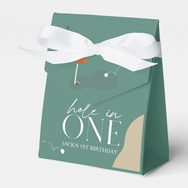 Hole in One Golf Course 1st Birthday Favor Boxes (Front Side)