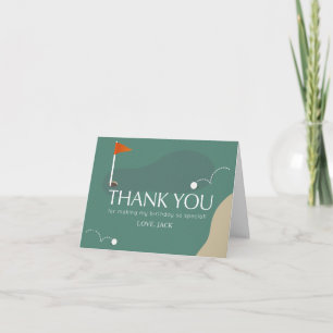Hole in One Golf Course 1st Birthday Letterpress Thank You Card