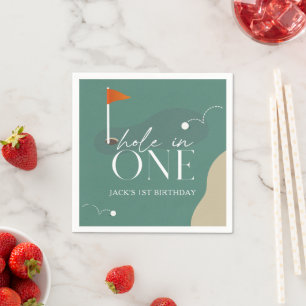 Hole in One Golf Course 1st Birthday Napkins