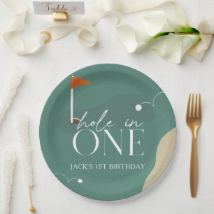 Hole in One Golf Course 1st Birthday Paper Plates
