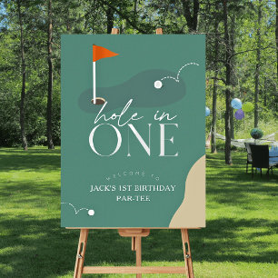 Hole in One Golf Course 1st Birthday Welcome Sign