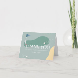 Hole in One Golf Course Boy 1st Birthday Letterpress Thank You Card