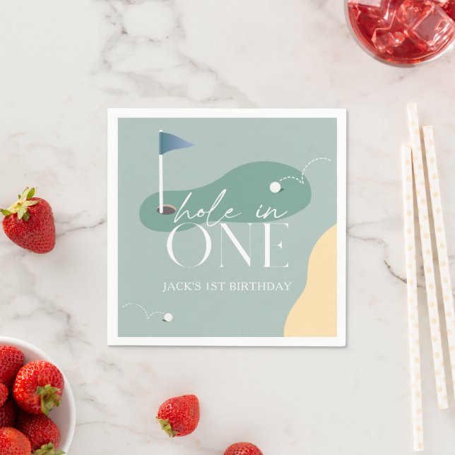 Hole in One Golf Course Boy 1st Birthday Napkins (Insitu)