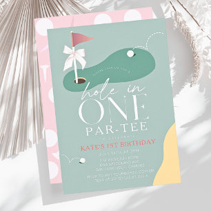 Hole in One Golf Fairway Par-Tee Girl 1st Birthday Invitation