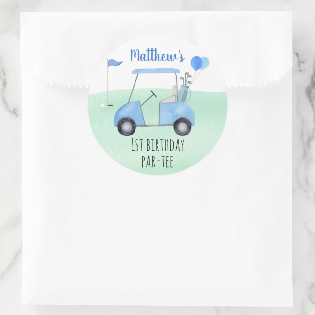 Hole In One Golf First Birthday Classic Round Sticker (Bag)