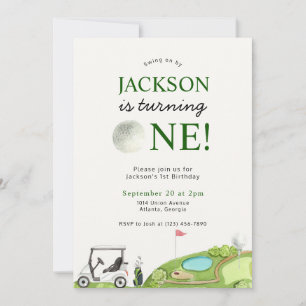 Hole In One Golf First Birthday Invitation