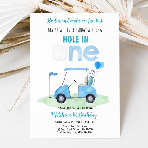 Hole In One Golf First Birthday Invitation
