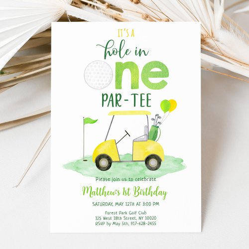 Hole In One Golf First Birthday Par_tee Invitation