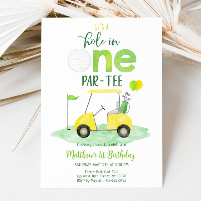 Hole In One Golf First Birthday Par-tee Invitation (Creator Uploaded)