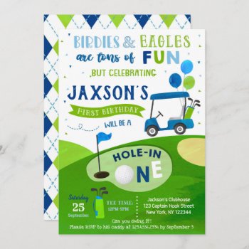 Hole In One Golf First Birthday Par-tee Invitation by SugarPlumPaperie at Zazzle