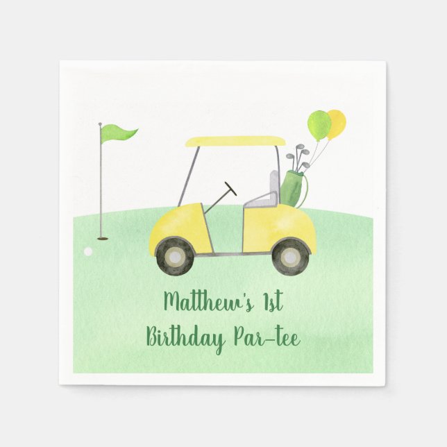 Hole In One Golf First Birthday Par-tee Napkins (Front)