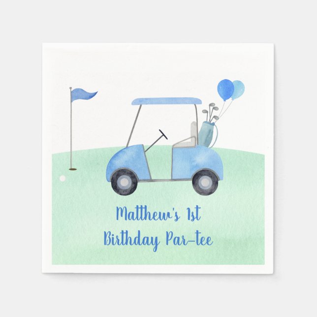 Hole In One Golf First Birthday Par-tee Napkins (Front)