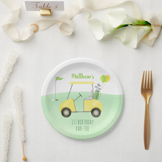 Hole In One Golf First Birthday Par-tee Paper Plates (Wedding)