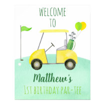 Hole In One Golf First Birthday Par-tee Welcome Poster