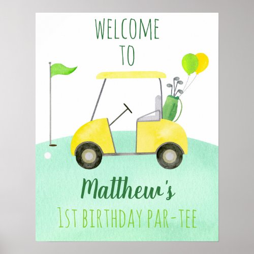 Hole In One Golf First Birthday Par_tee Welcome Poster