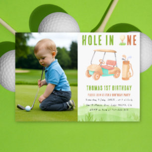 Hole In One Golf First Birthday Party Invitation