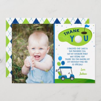 Hole In One Golf First Birthday Thank You Cards by SugarPlumPaperie at Zazzle