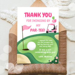 Hole In One Golf Girl Pink Par-Tee Thank You Card